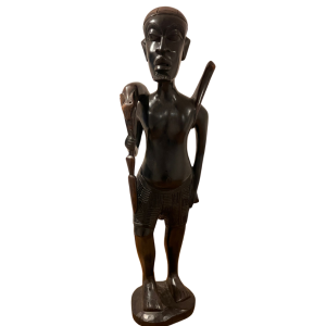 115cm tall - Authentic African Tribal Elder Figurine - Intricate Wood Carving - One-of-a-Kind Artwork