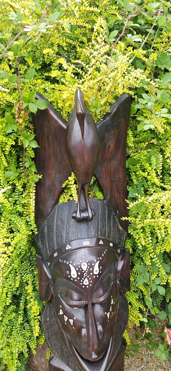 Exquisite 135cm Handcrafted African Tribal Mask with Eagle & Elephant - Unique Luxury Art Piece