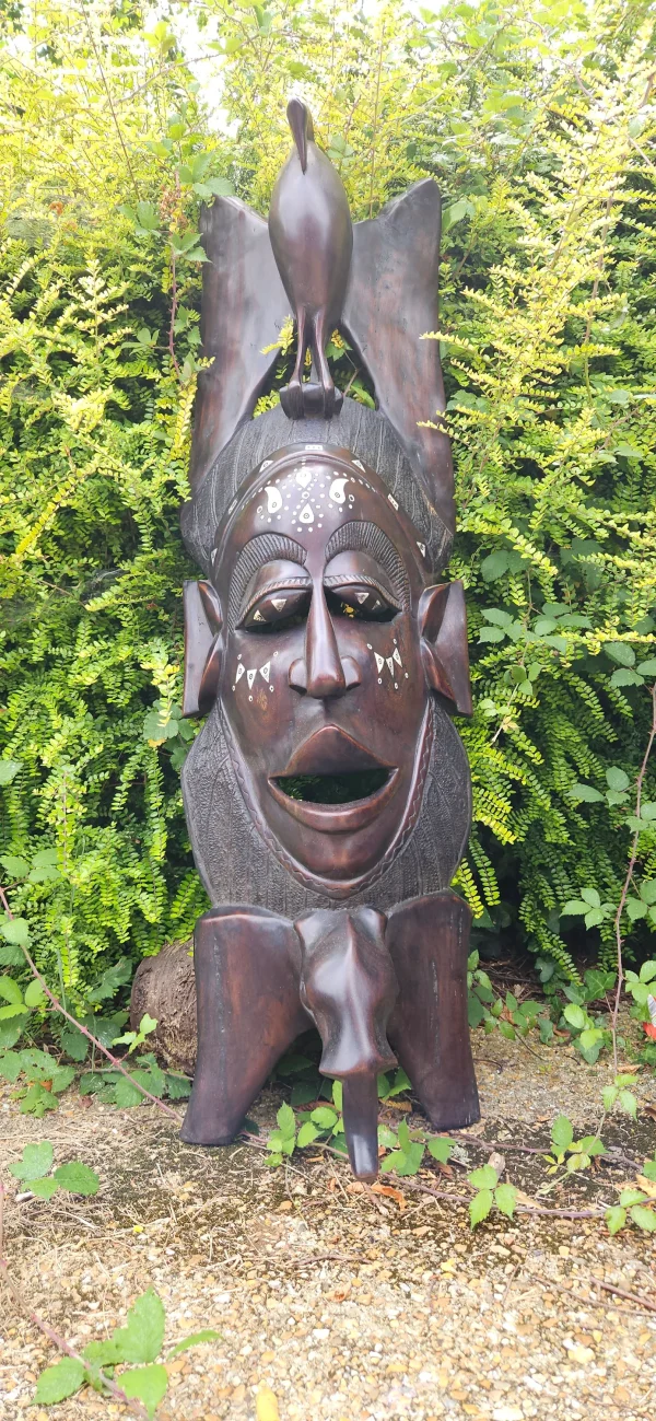 Exquisite 135cm Handcrafted African Tribal Mask with Eagle & Elephant - Unique Luxury Art Piece